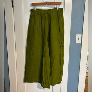 Not Perfect Linen (brand) green linen wide leg pants